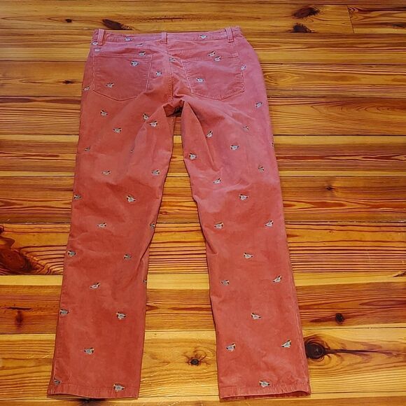 Talbot's Dusty Rose Corduroy Embroidered Mallard Duck Straight Leg Pant Size 8 - Picture 11 of 14